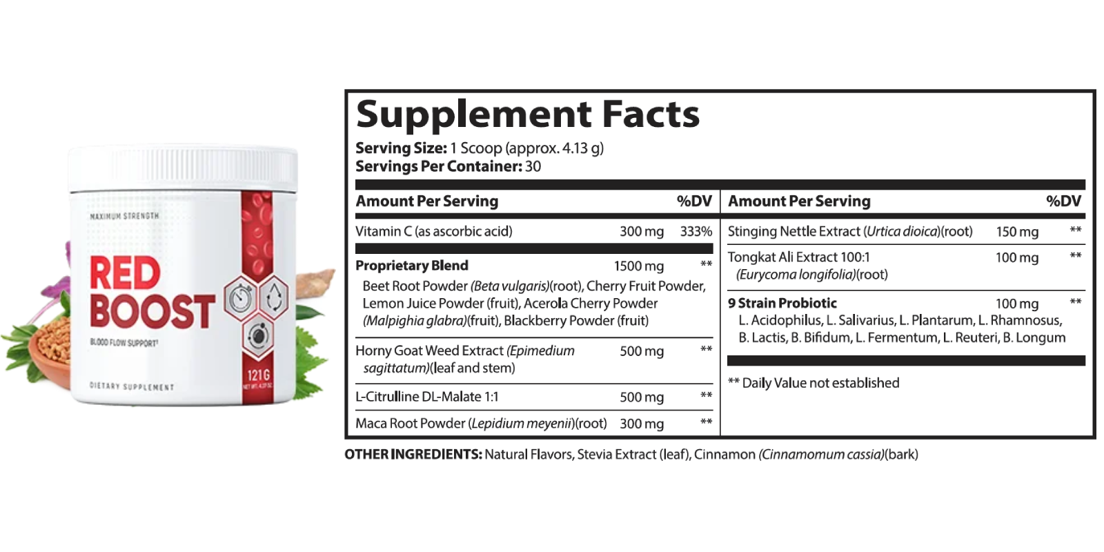 Red Boost Supplement Facts